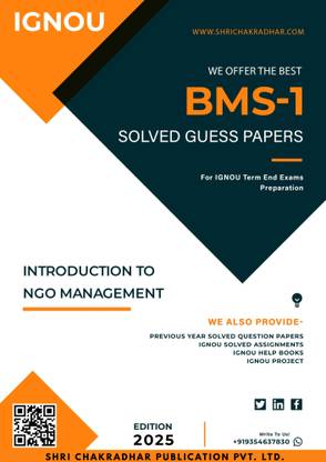 IGNOU BMS 1 Solved Guess Papers Pdf From IGNOU Study Material/Book Titled Introduction To NGO Management For Exam Preparation (Latest Syllabus) IGNOU Certificate Programme In NGO Management (CNM)