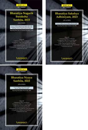LAWMANN’s New Criminal Laws Combo | Set Of 3 Books | (BNSS) Bharatiya Nagarik Suraksha Sanhita | (BNS) Bharatiya Nyaya Sanhita | (BSA) Bharatiya Sakshya Adhiniyam | W.e.f. 1.7.2024