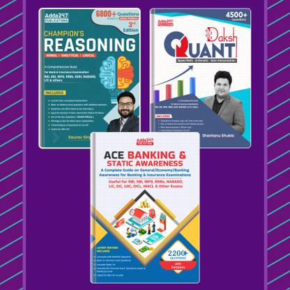 Set Of 3 Daksh Quant & Champion Reasoning 2.0 & Banking And Static Awareness|For RBI|SBI|IBPS|RRB & Insurance Exams