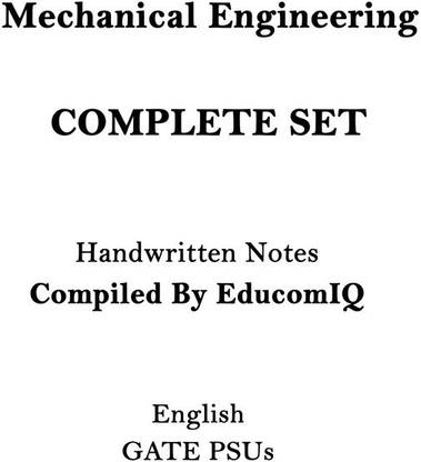 Mechanical Engineering Handwritten Notes By Selected Students In ESE, Useful For GATE