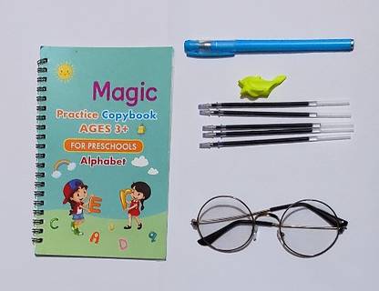 अरनी अल्फाबेट मैजिक बुक फॉर किड्स कैलीग्राफी प्रैक्टिस कॉपी सेल्फ डिलीटिंग टेक्स्ट बुक प्रैक्टिस हैंड राइटिंग एंड पेन यूज़िंग स्किल्स रियूज़ेबल राइटिंग टेक्स्ट बुक (फॉर किड्स ऐज 3+) व्हाइट राउंड सनग्लास (सेट ऑफ 2)