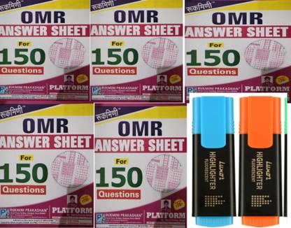 Omr Sheet 150 Question & Pack Of 2 Highlighter Use Full For All General Competition Exam Preparation