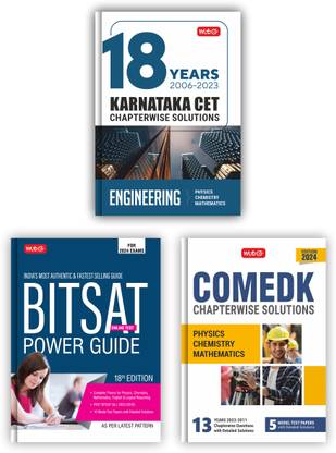 MTG 18 Years Karnataka CET Previous Year Solved Papers + COMEDK Chapterwise Previous 13 Years Questions (PYQ) Papers + BITSAT 10 Previous Year Solved Question Papers Physics, Chemistry & Mathematics Books For 2024 Exam