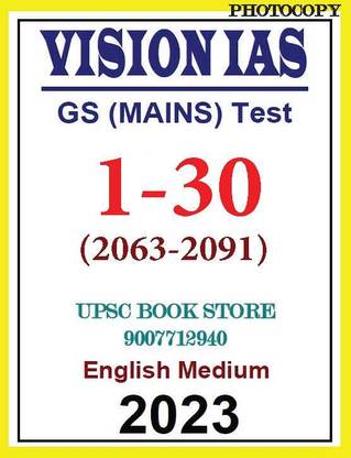 VISION IAS GS Mains Test Series 1-30 (2063-2091) 2023 English Medium ...