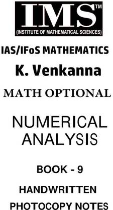 IMS Math Numerical Analysis Handwritten Photocopy Printed Notes For IAS Mains