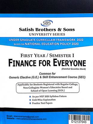 SBS Delhi University First Year Semester 1 Finance For Everyone Generic Elective (GE) Skill Enhancement Course (SEC) UGCF/NEP Previous Year Papers