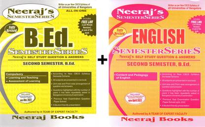 B.Ed - 2nd SEMESTER - Compulsory Subject + Content And Pedagogy Of English|Set Of 2 Books|Self Study Question And Answers|As Per New CBCS Syllabus Of All Universities Of Bangalore|