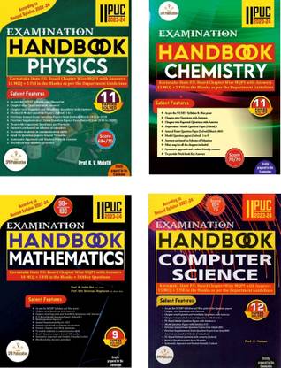 SPR 2nd PUC Handbook - PHYSICS. CHEMISTRY. MATHEMATICS. COMPUTER SCIENCE|Set Of 4 Books|Chapter Wise MQPS With Answers-15 MCQ + 5 Fill In The Blanks - 12 Solved Papers|For 23-24|