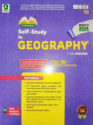 Evergreen Icse Self Study Geography - Class 10 (For 2024 Exams)