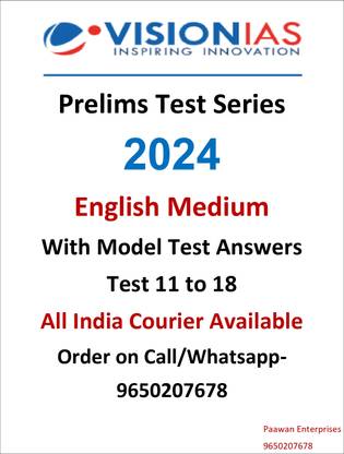 Vision IAS Prelims Test Series 2024 | Test 11 To 18 With Solutions | English Medium | Photocopy (Staple Bound, Vision IAS)
