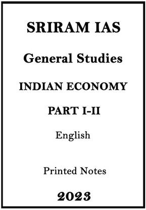 Latest Sriram IAS Economy Optional Printed Notes Of Part 1 And 2 In English For UPSC Mains
