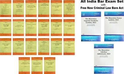 Set Of 21 Bare Act For All India Bar Examination (AIBE) Without Short Notes With FREE 3 New Criminal Law Set Bharatiya Nyaya Sanhita 2023 (BNS) | Bharatiya Nagarik Suraksha Sanhita 2023 (BNSS) | Bharatiya Sakshaya Adhiniyam 2023 (BSA) Without Short Notes