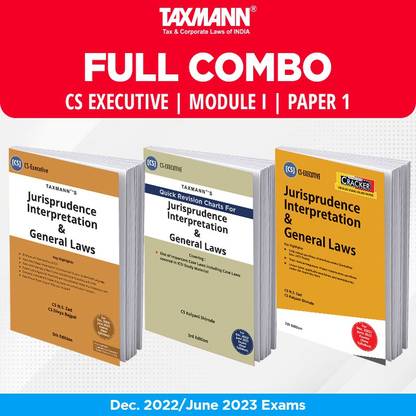 Taxmann's FULL COMBO For CS Executive Dec. 2022/June 2023 Exams – Module I | Paper 1 | Jurisprudence Interpretation & General Laws (JIGL) | TEXTBOOK, QUICK REVISION CHARTS & CRACKER | 3 Books Set