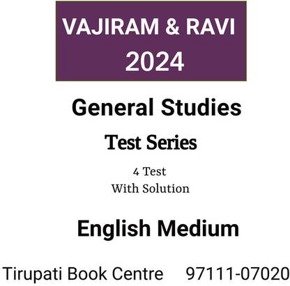 VAJIRAM & RAVI General Studies Prelims Test Series 2024 Latest 4 Test With Solution English Medium Civil Service Preparation Photocopy 2024