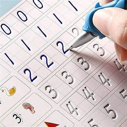 New Magic Practice Book For Kids, Numbers, Drawing, Math, Alphabet, Math For Preschoolers With Pen (4 Books + 10 Refills)