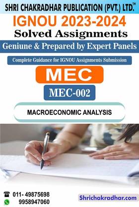 IGNOU MEC 2 Solved Assignment 2023-24 Macro Economic Analysis IGNOU Solved Assignment MEC IGNOU MA Economics (2023-2024) Mec2