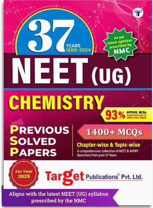 37 Years NEET Previous Year Solved Question Papers With NEET PYQ Chapterwise Topicwise Solutions - Chemistry For NEET Exam 2025