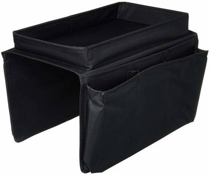 Wishbone 6 Pocket Sofa Handrail Couch Arm Rest Organizer Remote Control Holder Bag Polyester Black Book Rest
