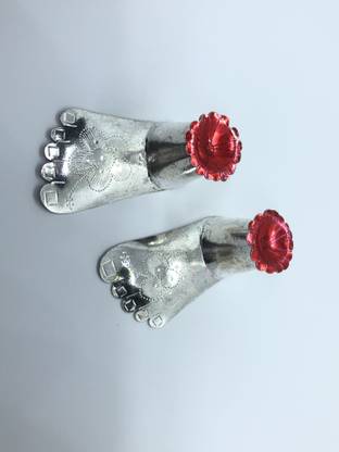 Gahenaz Maa Kali Feet-Paduka Kali Charan-Maa kali feet with red hibscus Religious Footprint