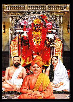 Deshkart RAMKRISHNA -KALI MA 8 X 11 in Laminated Photo on MDF Free Standing + Wall Mount Religious Frame