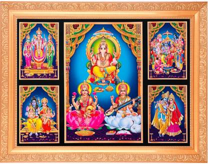 BM Traders Murgan-Valli-Devsena/Shiv Parivar/Diwaali Poojan/Ram Darbar/Radha Krishna Religious Frame
