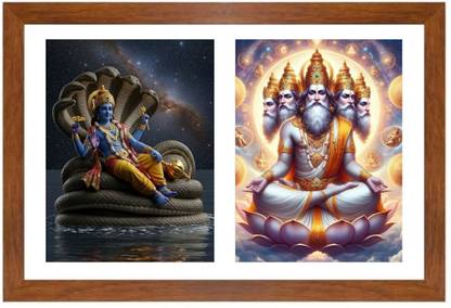 HitechMart lord vishnu and bramha Photo Frame Religious Frame