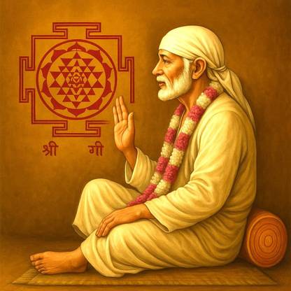 PP ART WORK SAI NATH MAHARAJ WITH FRAME Religious Frame