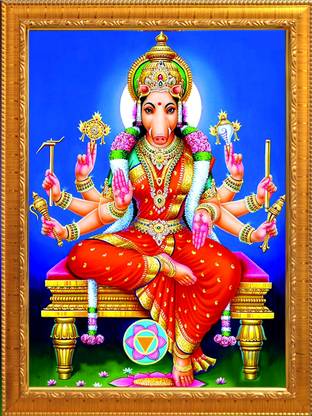 Sunframing Varahi Amman Devi ji photo frame with laminated sheet . size [ 5x7 inch ] Religious Frame
