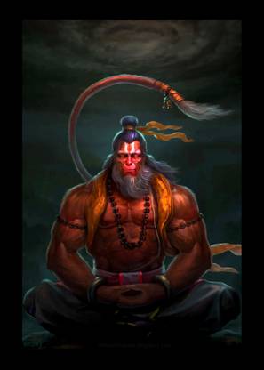 Sunframing Hanuman ji modern art with laminated sheet . size [5x7 inch ] Religious Frame