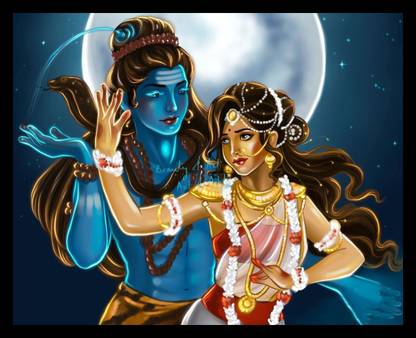 Tanish Arts LORD SHIV PARVATI Religious Frame