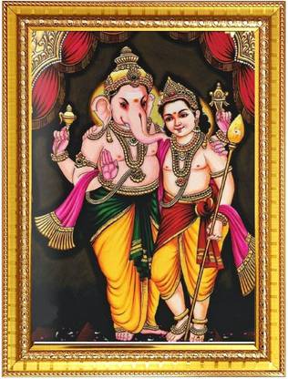HitechMart Lord ganesh and murugan Photo Frame 10x14 Inches Religious Frame