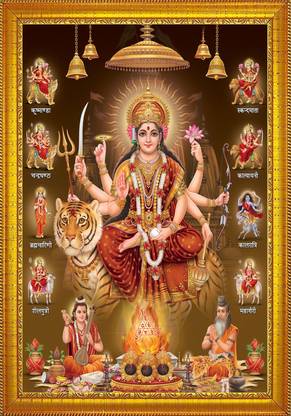 jog craft durga maa photo | mata ji photo| maa durga photo| durga 9 roop photo Religious Frame