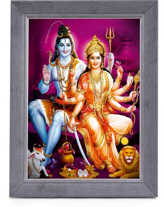 PrintShare Religious Image of Shiva And Parvati giving blessings Religious Frame