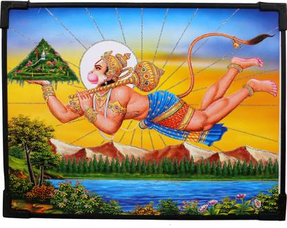 Dharmikk Anjani Putra Hanuman Ji Frame (Size-28*22cm) in Hardboard & Plastic Corners Religious Frame