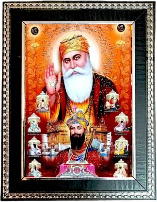 SUNINOW Guru Nanak Dev ji With Guru Gobind Singh Ji/Waheguru/sikh guru Religious Frame