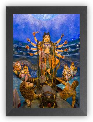 DECORPRINT DESIGN Durga Maa Nav Roop Photo Frame,Durga Maa Photo Frame ,Durga Maa Painting A4 Religious Frame
