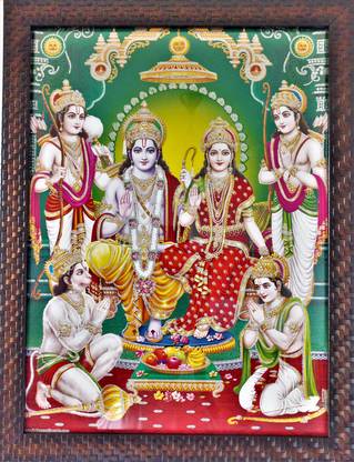 shreya arts frame wth glass Ram Darbar/Siya Ram/Jai Shree Ram/Ram Sita Photo Religious Frame