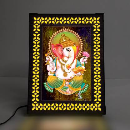 Regalo Casila Shri Ganesh Photo With Light God Lightning Photo Frame Religious Frame
