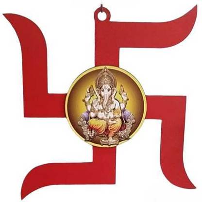 Richous Richous Wall Hanging Swastik with Ganesh Image For Home/Office Decoration Religious Frame