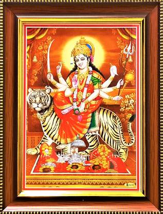shreya arts frame wth glass Durga/Durgai/Durgai Devi/Durga Devi/Maa Durgai/Maa Durga/Mata Durgai/Durga Photo Religious Frame