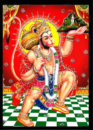 Deshkart BAJRANGBALI (5 X 7) inch Laminated Photo With Back Support Mount Religious Frame