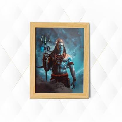 NEW TRENDING BSR Shiv shambhu mahadev shankar photo frame for pooja&living Room Size(10×13.5INCH) Religious Frame
