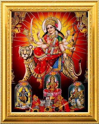 NDFRAME sherawali mata/DURGA MAA/ nav durga Photo Frame Laminated 9.5x11.5inches Religious Frame