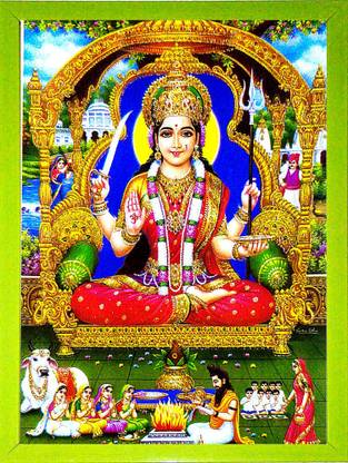 SUNINOW JAI SANTOSHI MAA | SANTOSHI MAA | HINDU FOLKLORE |GODDESS PHOTO Religious Frame