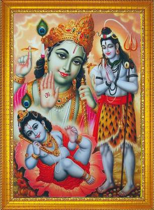 DropTopDecor vishnu ji with shiv ji Religious Frame
