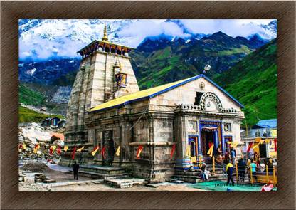 LAXENT Religious KEDARNATH SHIVA TEMPLE Wall Photo Frame - A3 Size (12x18) Religious Frame