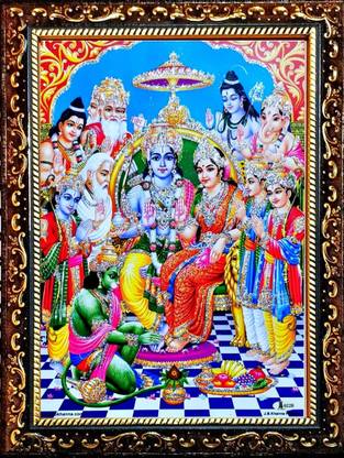 SUNINOW digital art ram darbar PHOTO FRAME | GOD PHOTO FRAMES | Hindu god photo | bhagwan photo | small size photo of 7x 5 inch Religious Frame