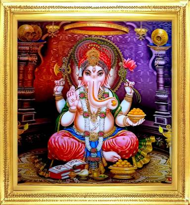 SUNINOW Big size 5D Ganesh photo frame (45 x 45 cm ) Religious Frame