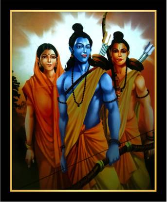 PRANVIGIFTS RAM SEETA JI WITH LAXMAN JI Religious Frame