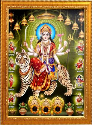 Sunframing Durga maa photo frame with laminated sheet .size [ 5X7 inch ] Religious Frame